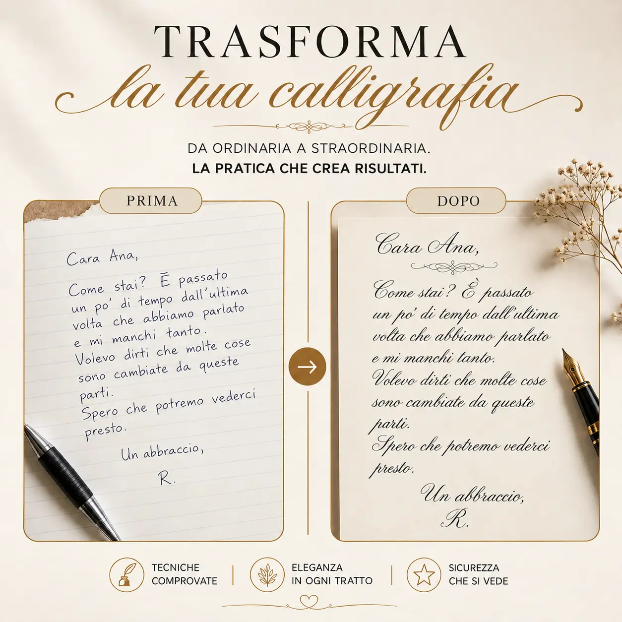 Prima e dopo della calligrafia cancelleresca